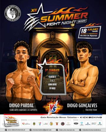 Combate nº 3, DIOGO PARDAL VS DIOGO GONÇALVES, SENIOR, 59KGS, Assaltos: 3 X 2, Classe: C, Disciplina: LOW KICK
