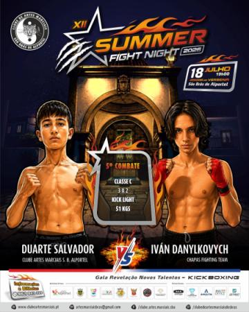 Combate nº 5, DUARTE SALVADOR VS IVÁN DANYLKOVYCH, JUNIOR, 51KGS, Assaltos: 3 X 2, Classe: C, Disciplina: KICK LIGHT