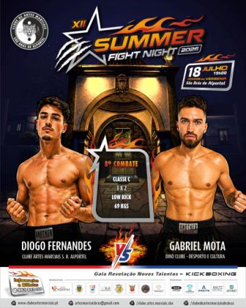 Combate nº 8, DIOGO FERNANDES VS GABRIEL MOTA, SENIOR, 69KGS, Assaltos: 3X2, Classe: C, Disciplina: LOW KICK