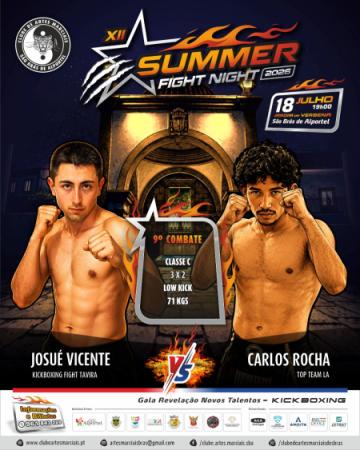 Combate nº 9, JOSUÉ VICENTE VS CARLOS ROCHA, SENIOR, 71KGS, Assaltos: 3 X 2, Classe: C, Disciplina: LOW KICK